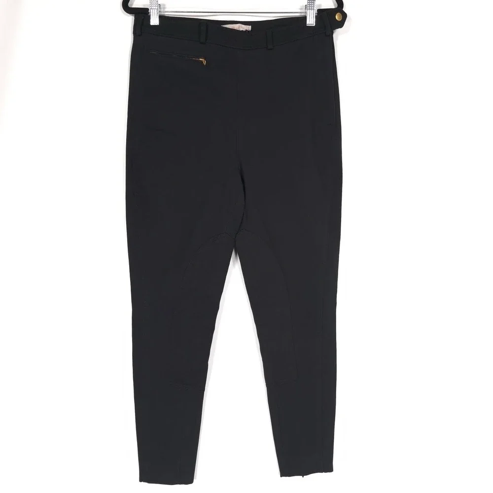 TORY BURCH Women's Dress Pants Size 10 Stretch Cotton Ankle Zip Black 1210-74820