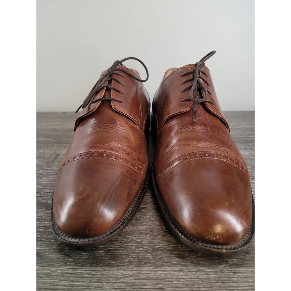 Johnston & Murphy Signature Series Cap Toe Derby Shoes Men's 10 M‎ Brown Leather
