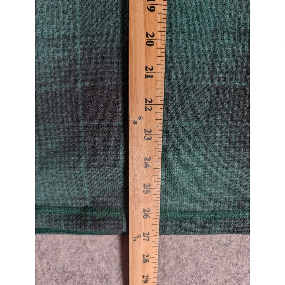 The North Face Mens Green Black Plaid Fleece Quarter Zip Pullover XL