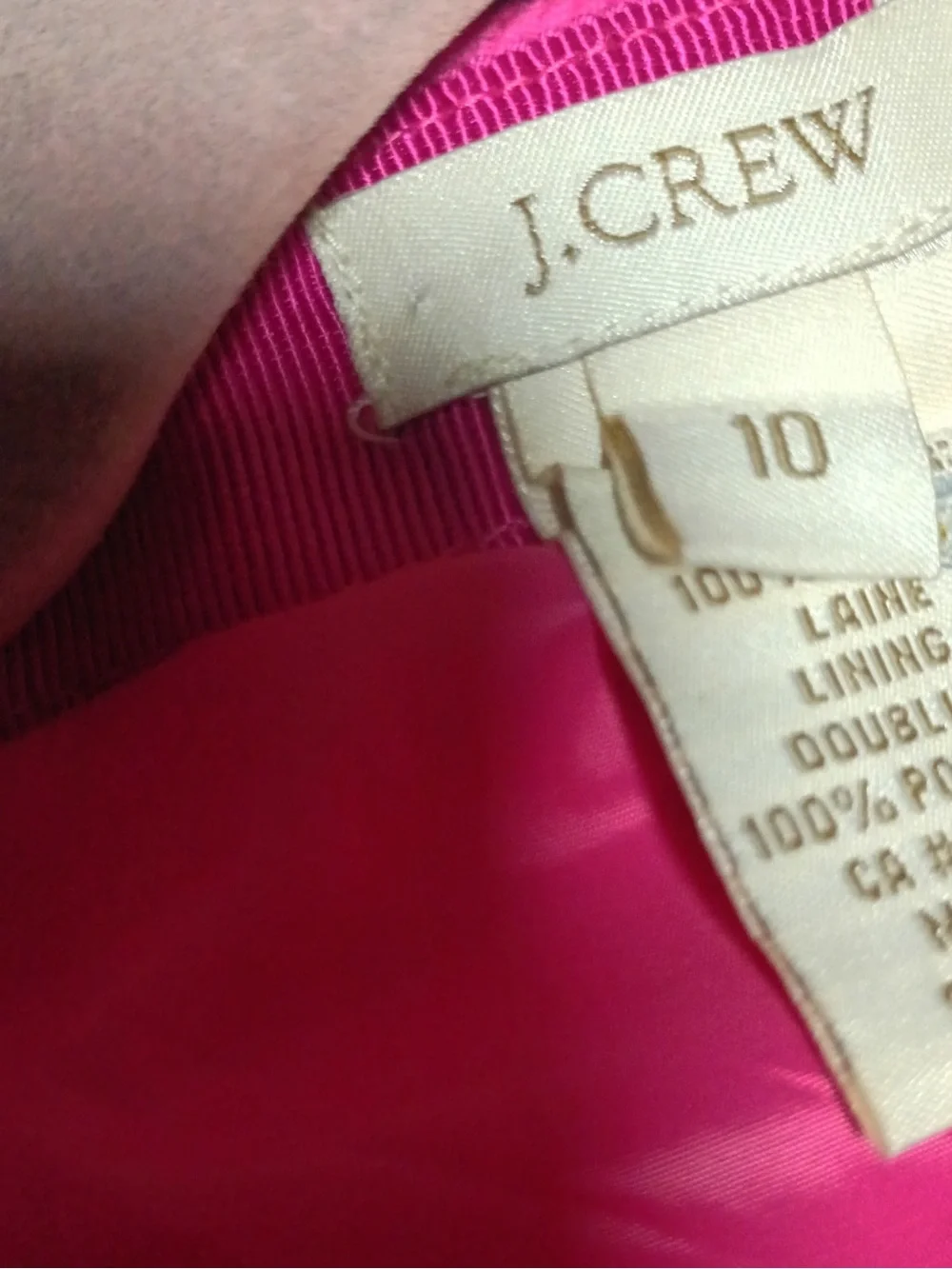 J.Crew Hot Pink Double Cloth Wool Pencil Skirt Size 10