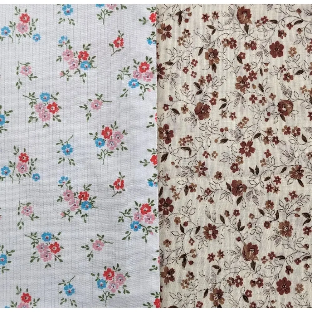 Lot 2 Vintage 1960s CALICO VIP FABRICS Semi-Sheer Cotton Bouquets Vines ~2.5 Yds