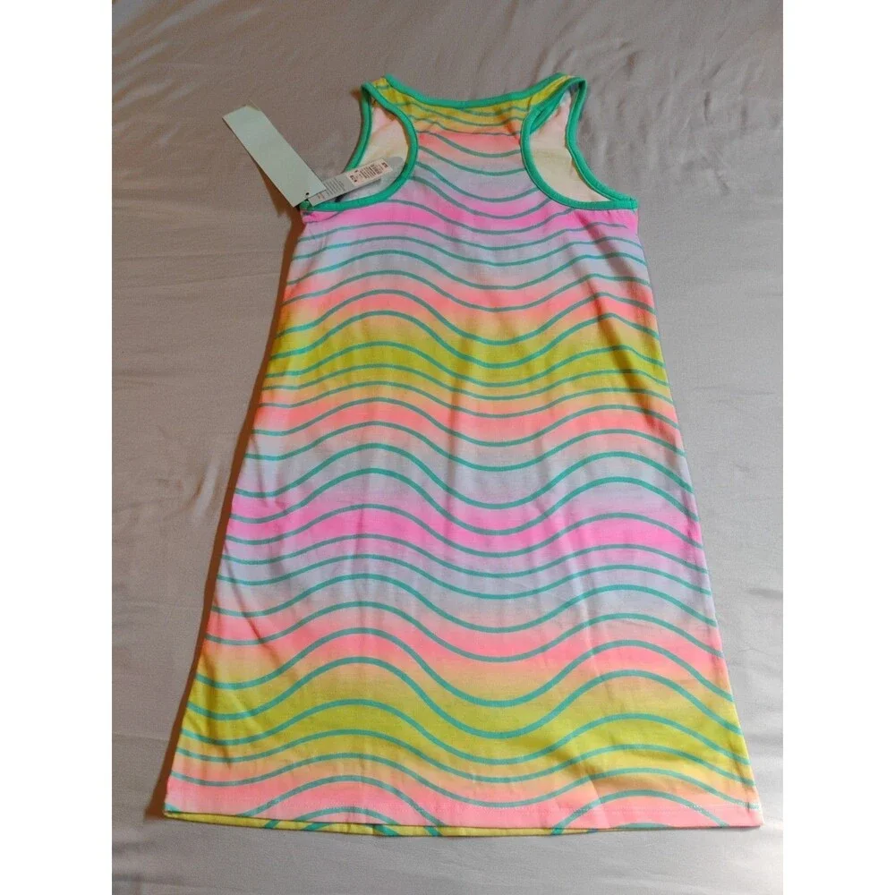 Cat & Jack Rainbow Tank Dress Medium 7/8 1 Piece Ride The Kindness Wave Bright
