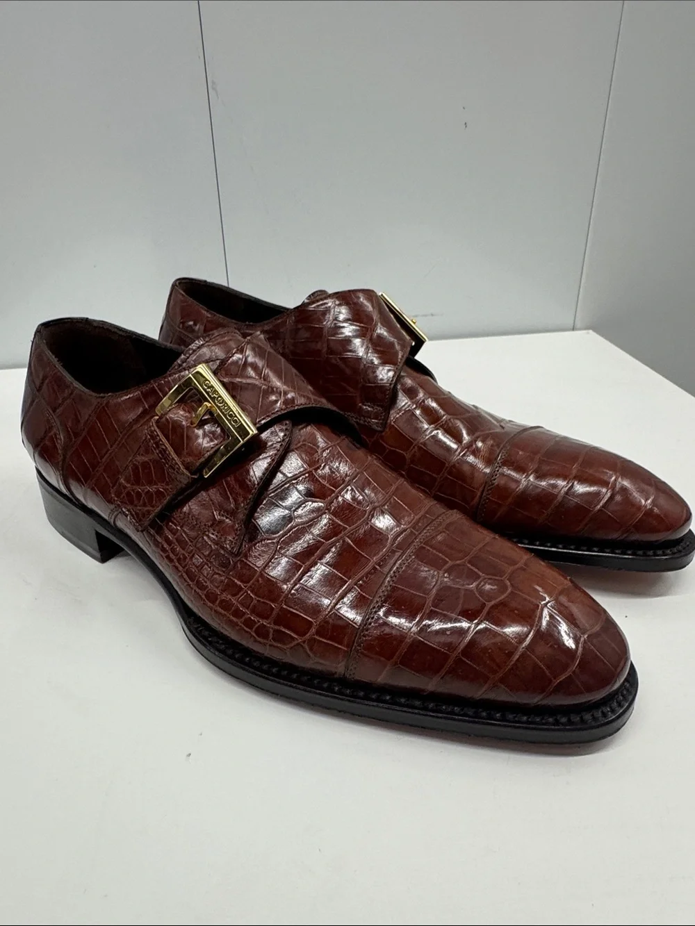 Caporicci genuine alligator 🐊 Leather Monk Strap Shoes size 9