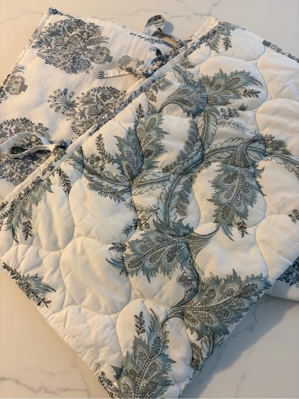 Pottery Barn Blue Motif Shani Reversible Standard Sham 26 X 20 Floral - SET OF 2