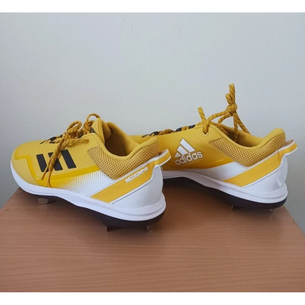 Adidas Icon 7 Metal‎ Baseball Cleats Mens Shoes Yellow Black GX5834 Size 14