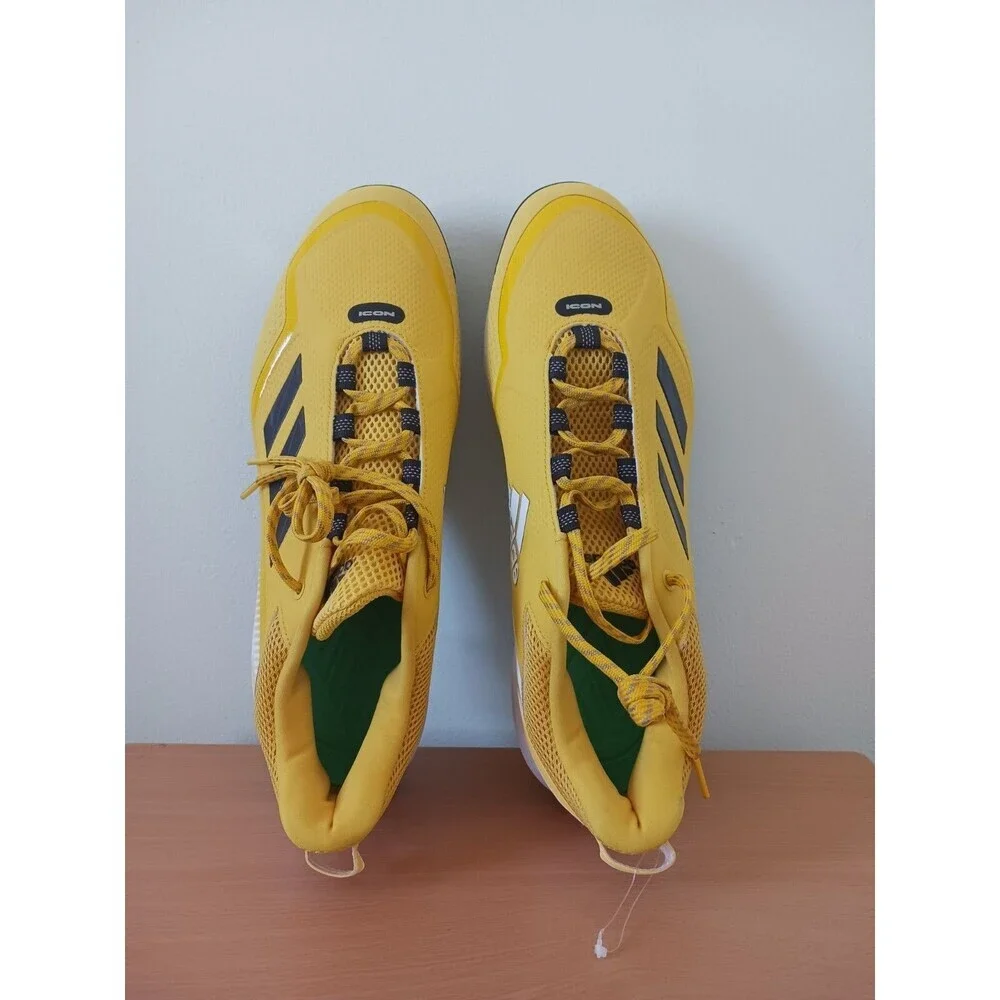 Adidas Icon 7 Metal‎ Baseball Cleats Mens Shoes Yellow Black GX5834 Size 14