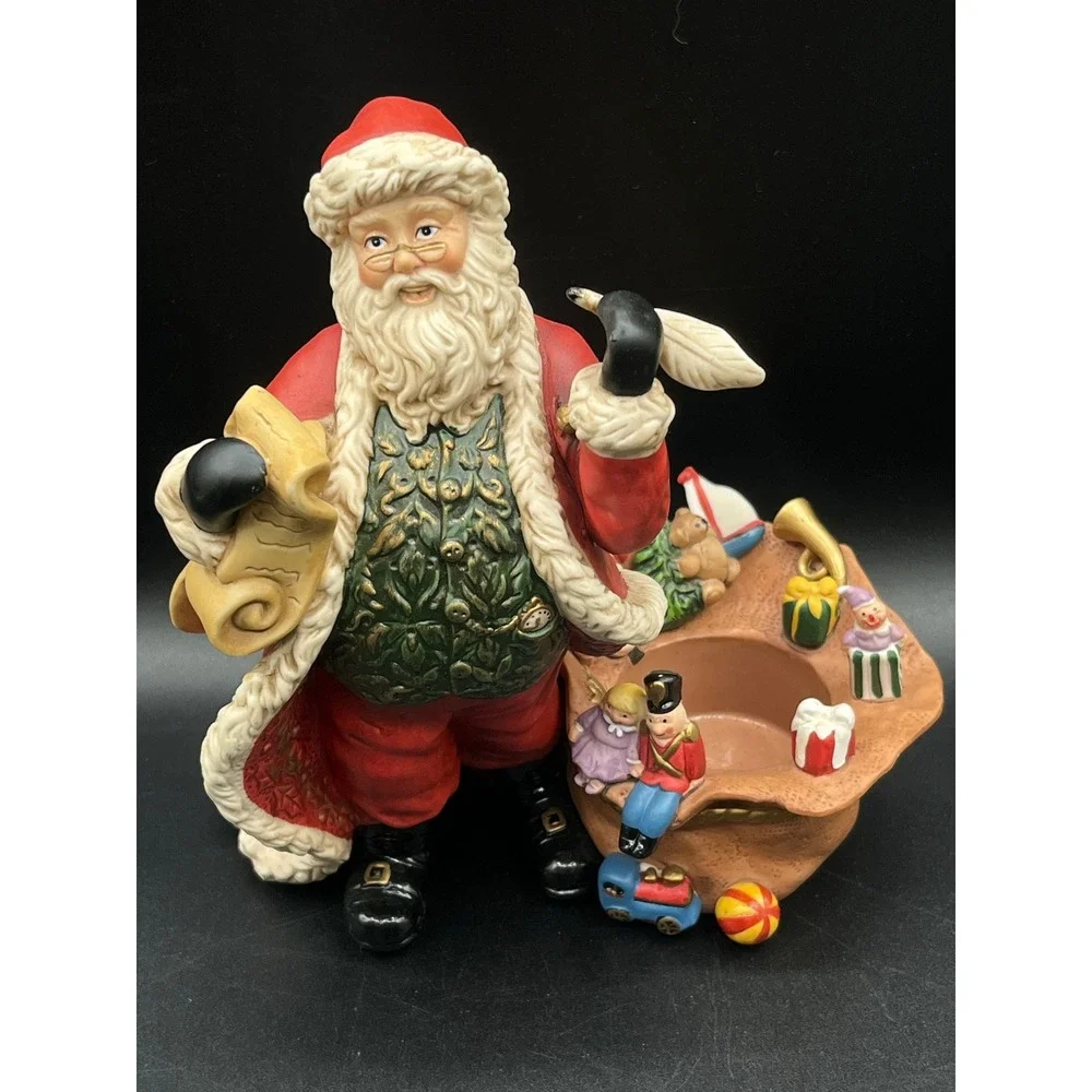 PartyLite Old World Santa Claus Figurine Tealight Holder Red Green P7262 Retired