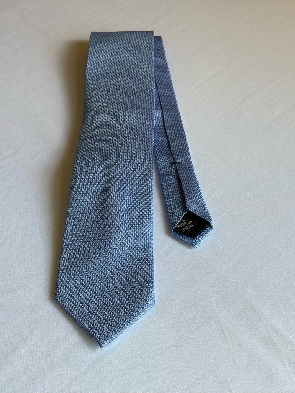 Michael Kors Extra Long Light Blue Silk Geometric Grid Textured Men's Tie XL