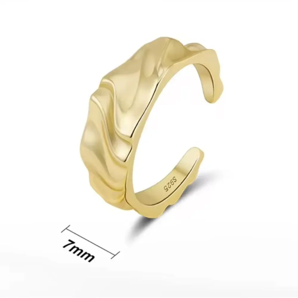 ENA 925 14k over Sterling Silver Adjustable Wavy Hammered Ring