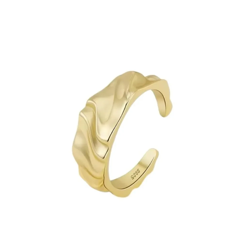 ENA 925 14k over Sterling Silver Adjustable Wavy Hammered Ring