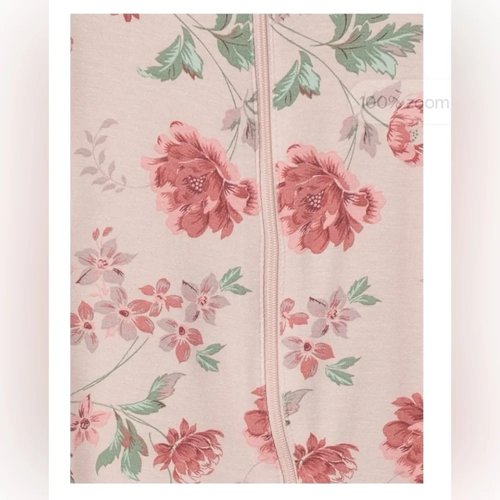 Charming Pink Floral Baby Footie