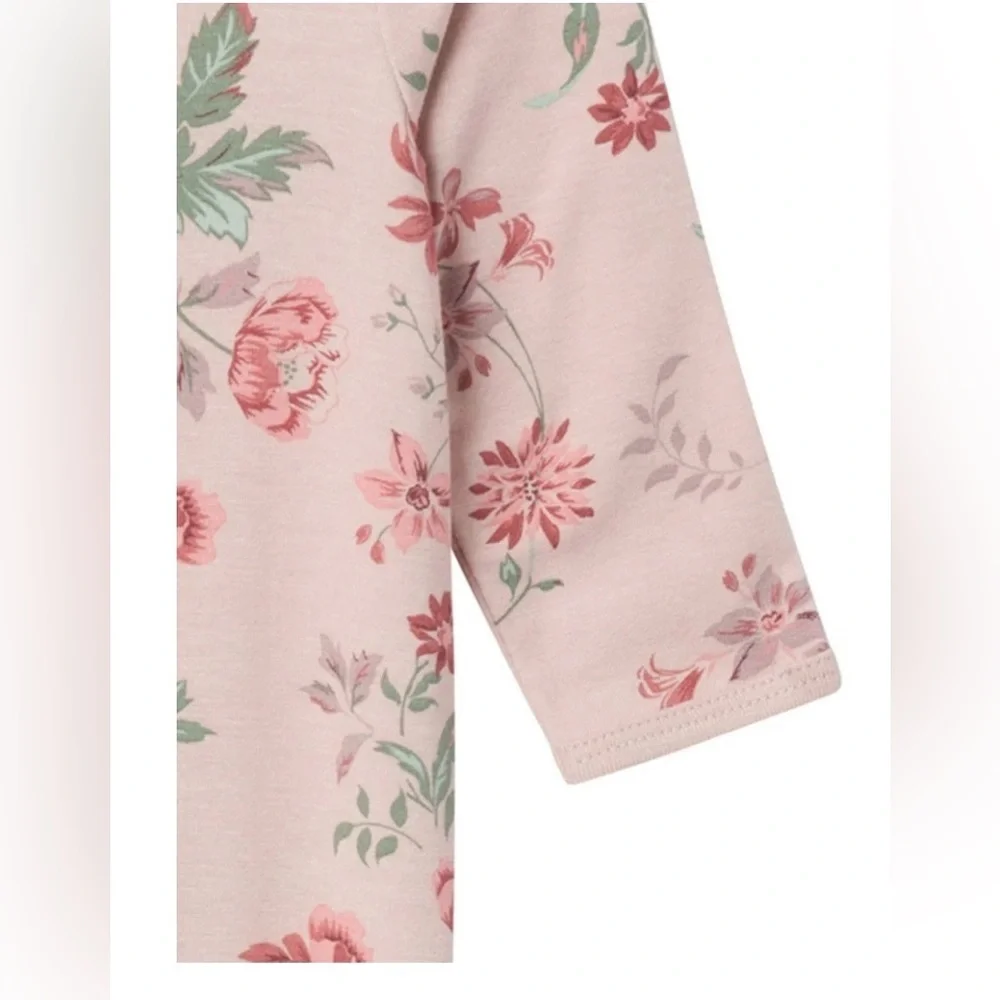 Charming Pink Floral Baby Footie