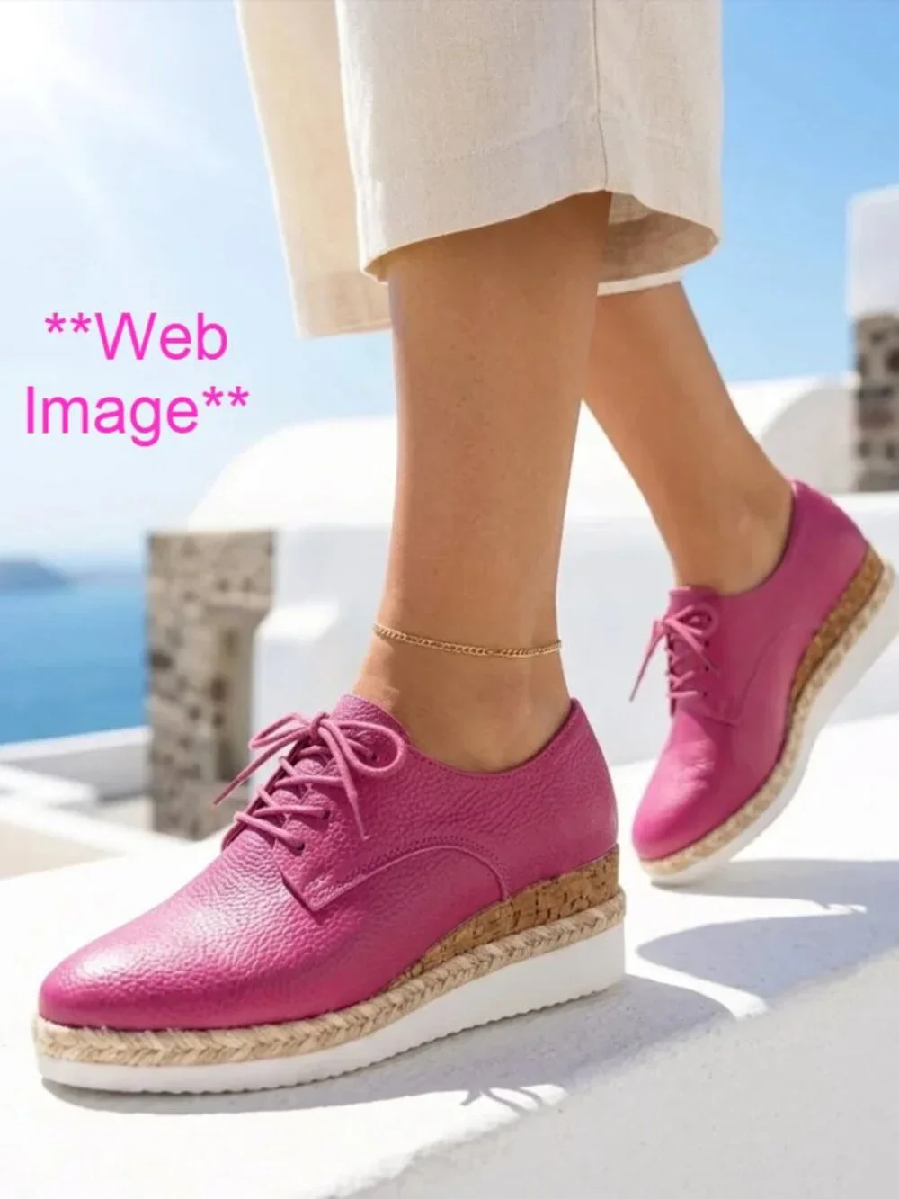 Fuchsia Wedge Oxford / Derby Shoe - Size 8 - BRAND NEW