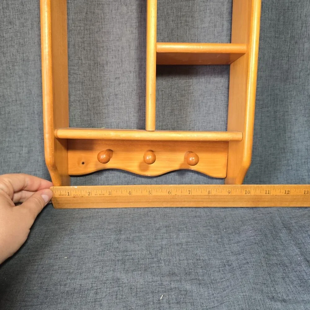 Vtg Wood Wall Shelf Curio Shadow Box Heart Dividers Display Country Cottage Core