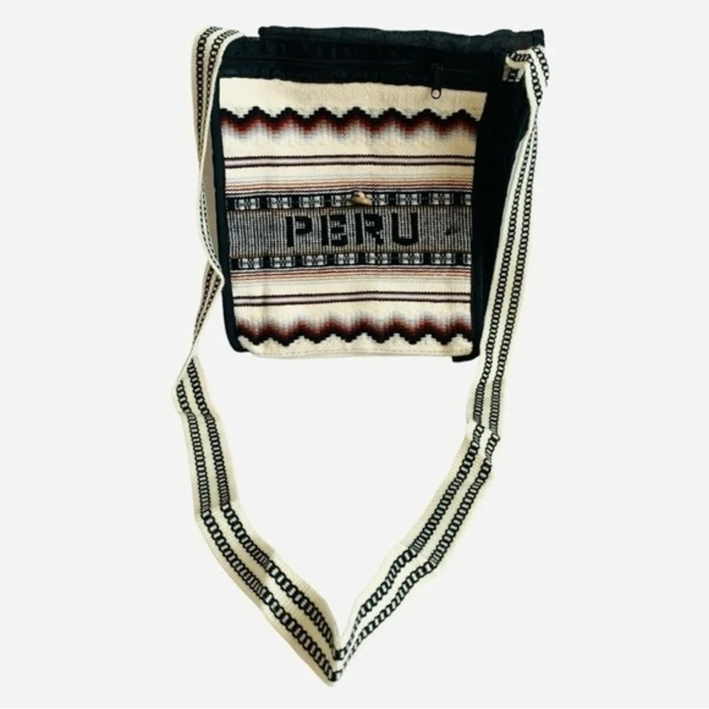 Peru Andean Wool Canvas Crossbody Shoulder Bag Unisex Handmade NWOT