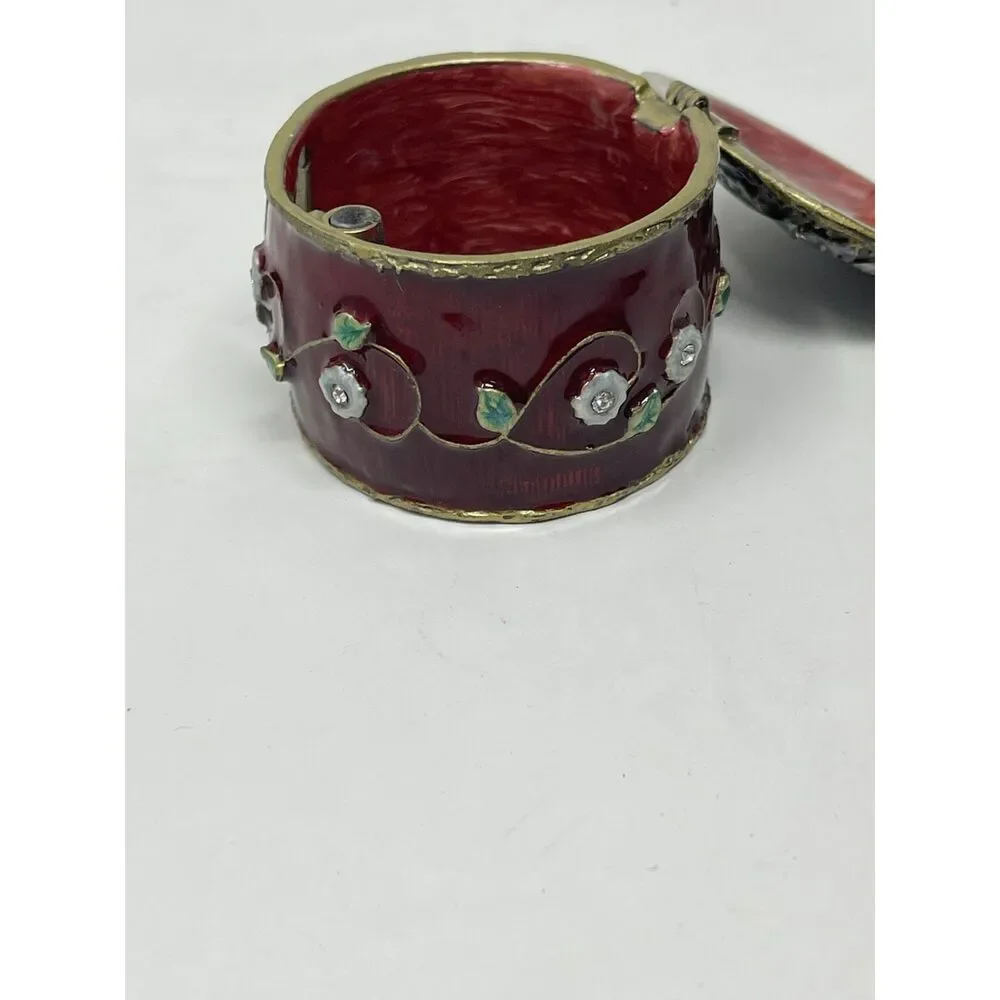 Vintage Iris Floral Arts Hinged Trinket Box ~ Hinged ~ Holds Roll of Stamps