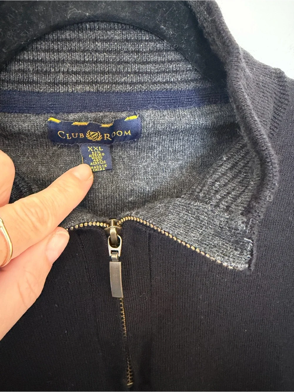 Club room Quarter Zip Men’s Merino Wool Blend Pull Over Sweater XXL Black