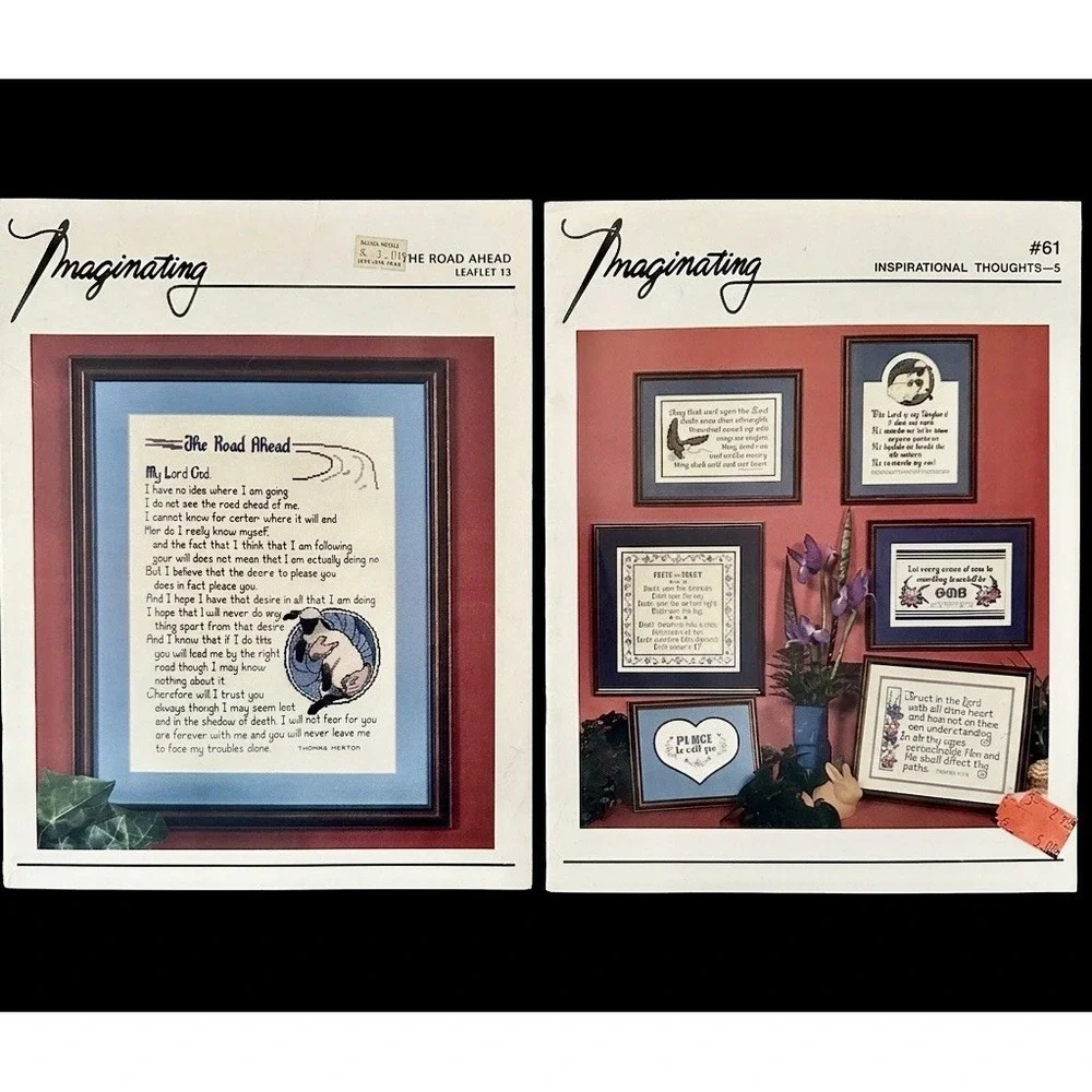 Vintage Imaginating Lot Of 2 Counted Cross Stitch Pattern/Design Leaflets
