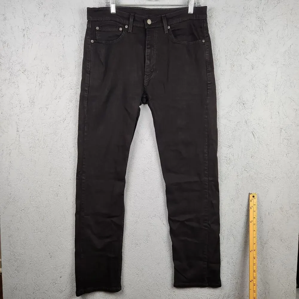 Levi's 505 Jeans Mens 34x34 Black Straight Leg Stretch Denim Western Cowboy