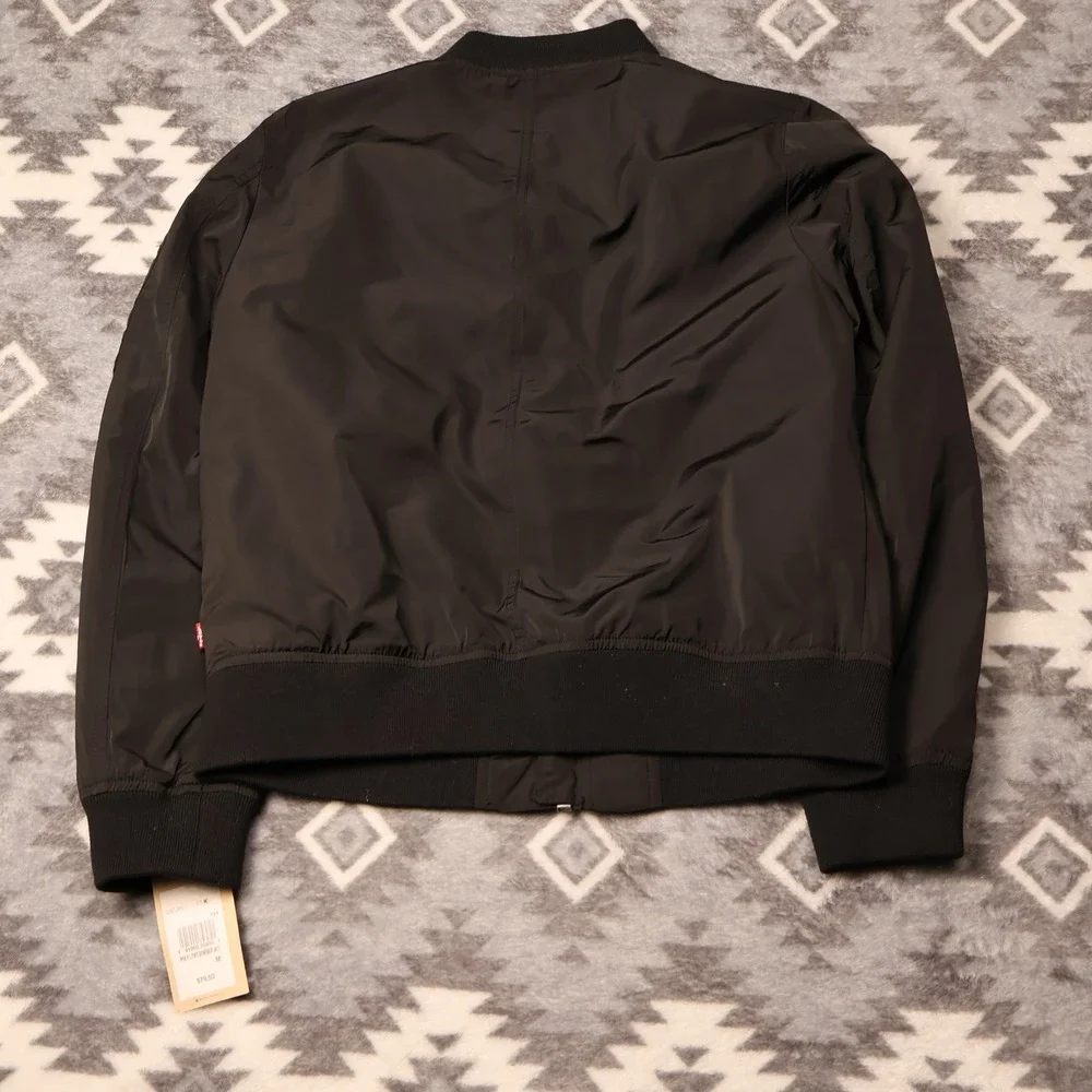 Levis Mens Poly Lightweight Bomber Jacket Black LW1JP570 Flight Coat M