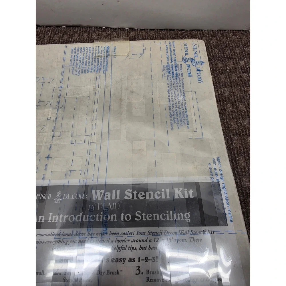 Vintage Plaid Wall Stencil Kit 26327 Beginner Moldings Greek Key Border Set