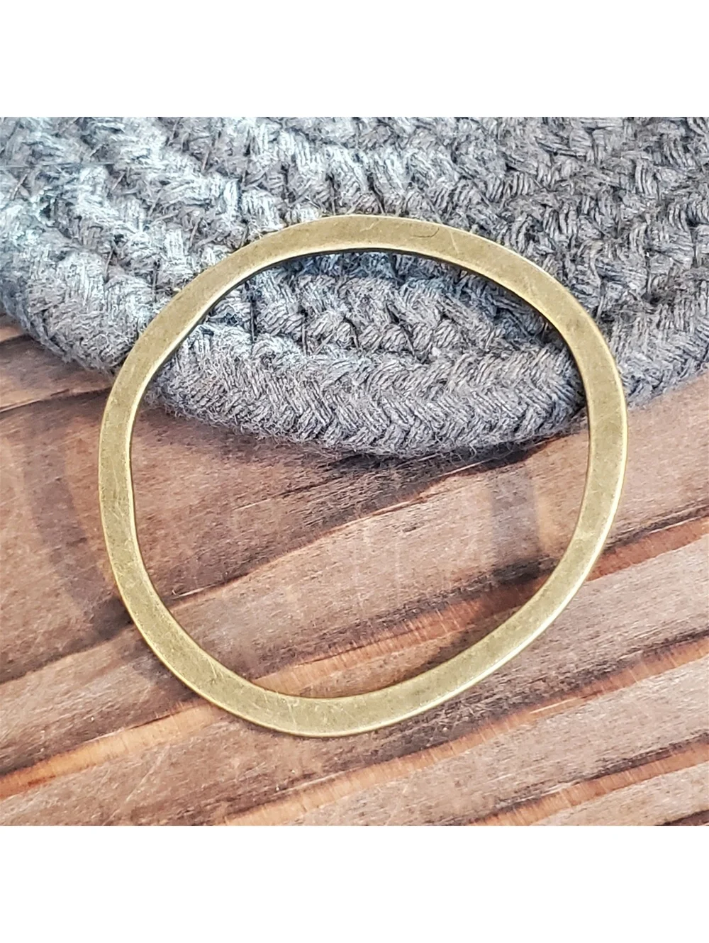 Avant Garde Antique Brass Large Baroque Irregular Wavy Circle Ring Pendant 1 pc