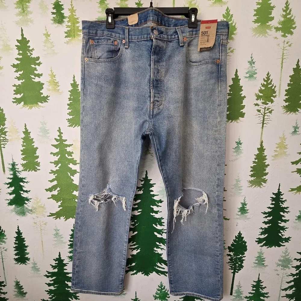 Levi's 501 40x30 Blue Distressed Jeans
