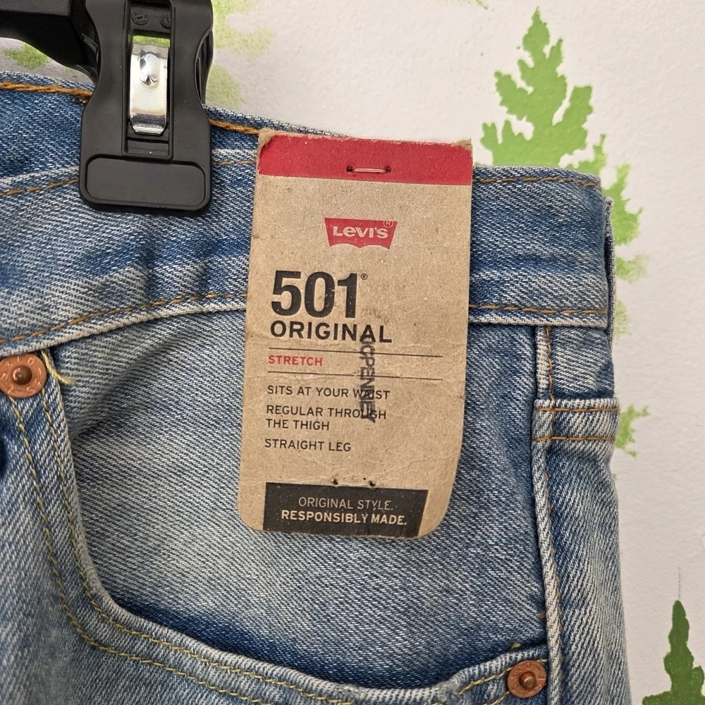 Levi's 501 40x30 Blue Distressed Jeans