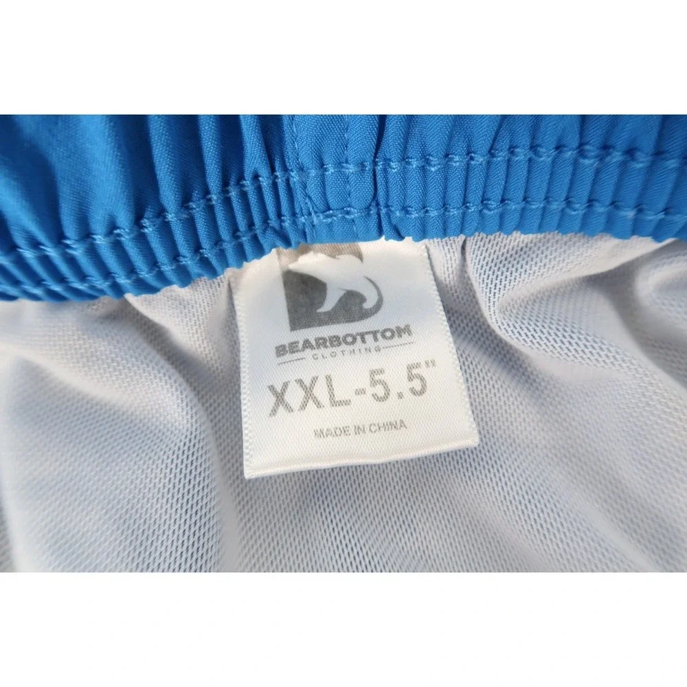 Bear Bottom Swim Trunks Mens XXL Blue Solid Stretch Drawstring Lined 5.5