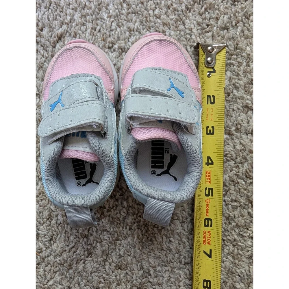 Puma R78 Sneaker Baby Size 2 Pink Blue Grey Good Hook and Loop Straps Cute