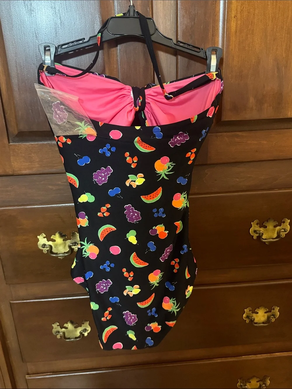 kate spade Black Fruit-Print One-Piece Swimsuit with Cut Out NEW