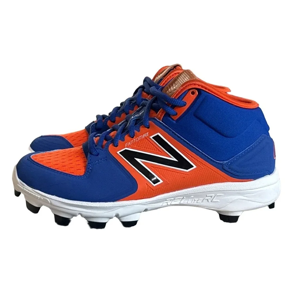 New Balance 3000v3 Baseball Cleats Blue Orange Mid Big Kids Size 5 NY Mets Soup