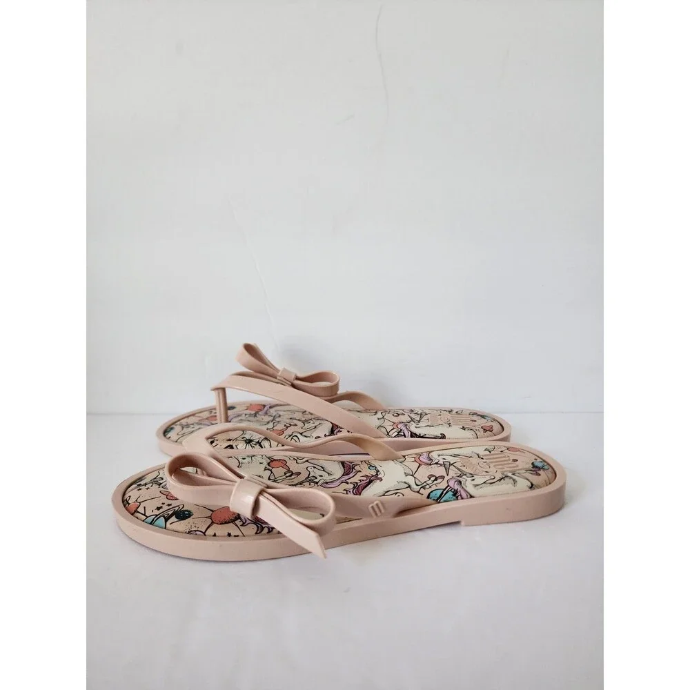 Mel Dreamed by Melissa Side Bow Jelly Sandals Flip Flop Shoes Girls Pink Sz 4