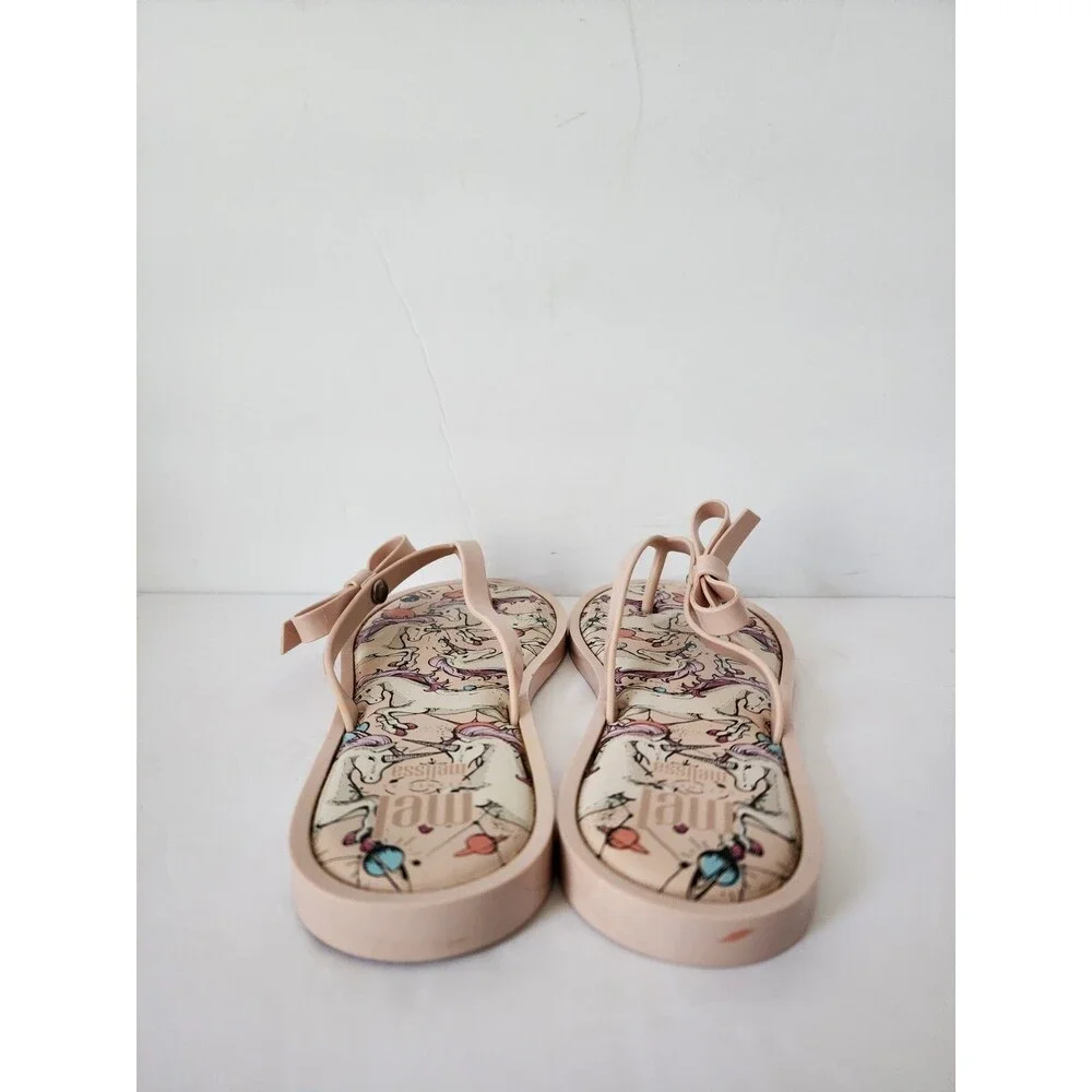 Mel Dreamed by Melissa Side Bow Jelly Sandals Flip Flop Shoes Girls Pink Sz 4