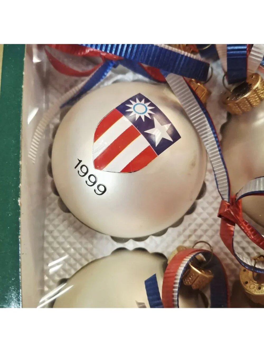 Visions By Holly 1999 American Flag Christmas Ornaments 2.5