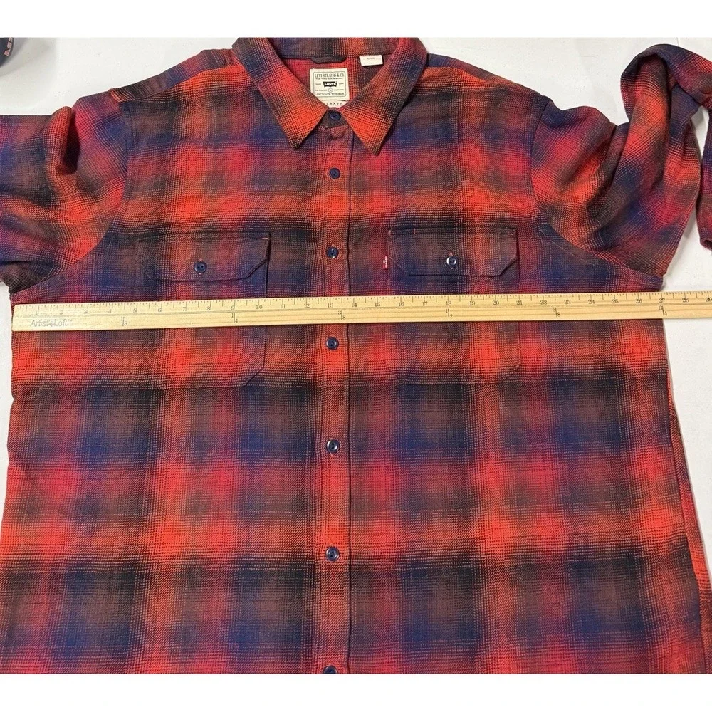 Levi's Relaxed Jackson Worker Flannel Shirt Men's XL Shadow Plaid Long Sleeve
