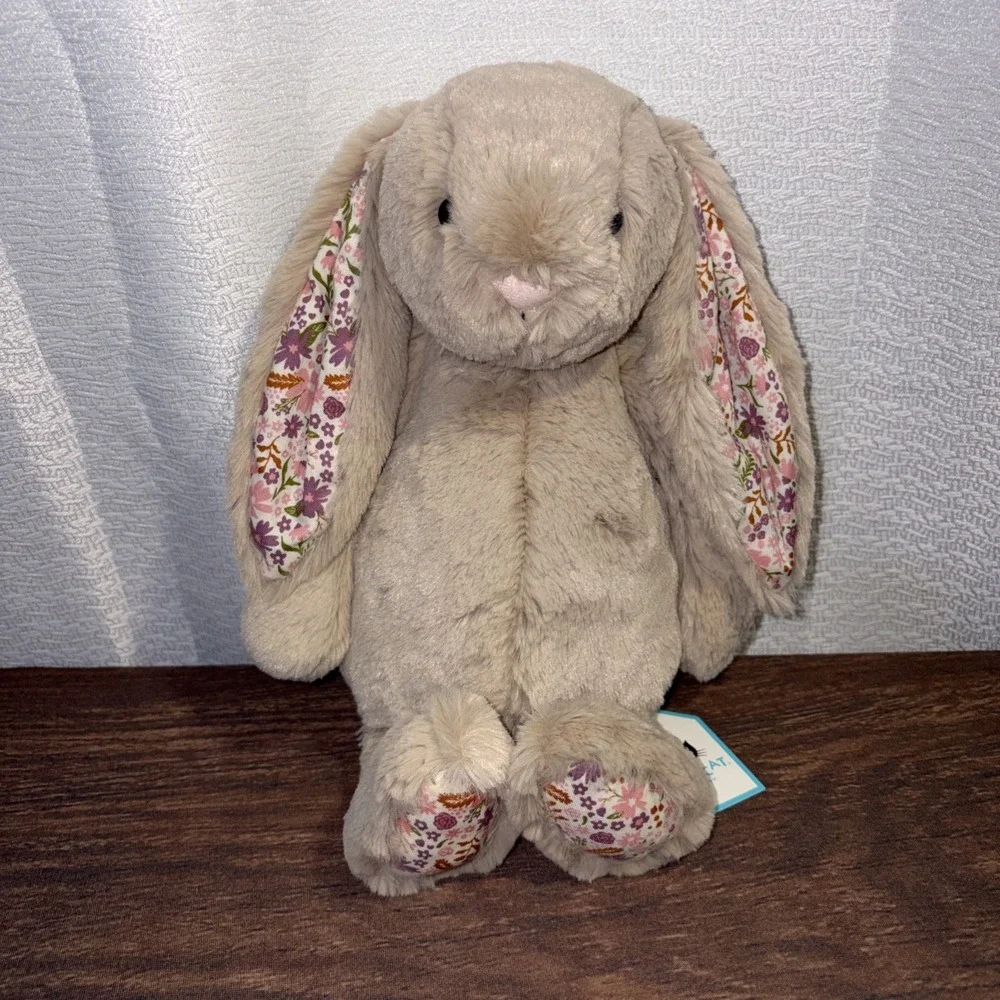 Jellycat Blossom Beige Bunny Petal Medium Plush NWT Floral