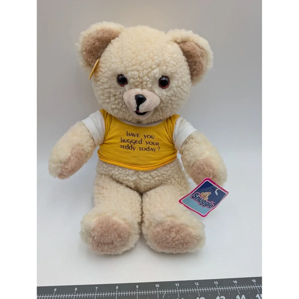 Russ Berrie‎ Snuggle Bear Plush Yellow Shirt Vintage 1986 3146 16 Inch