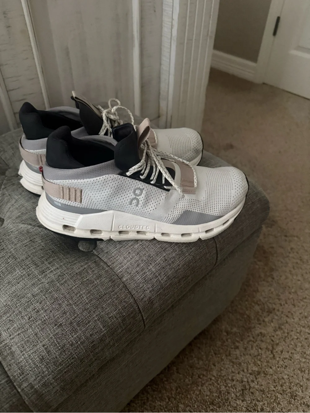 On Running Men’s Cloudtec Sneakers in White, Gray & Black