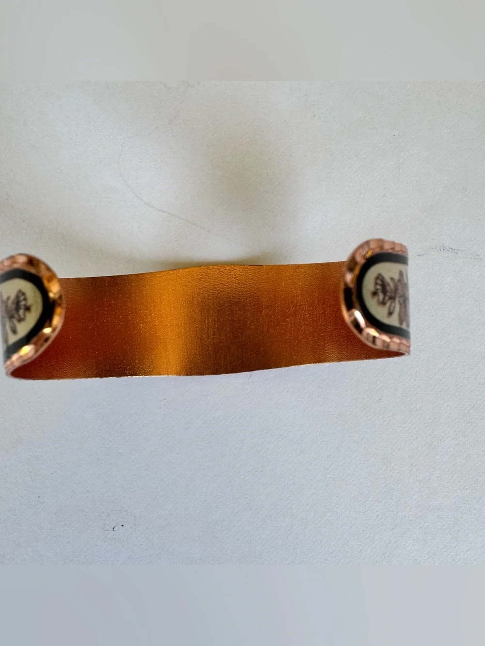 Copper Reflections Etched Kitty Cat Flower Cuff Bracelet