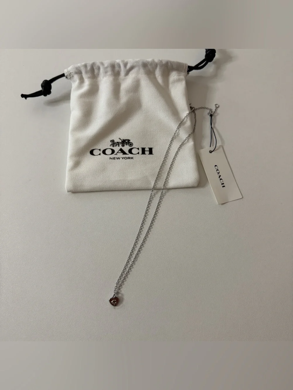 Coach silver heart pendant necklace