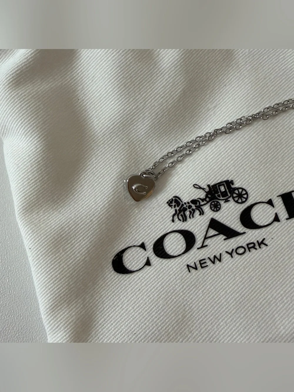 Coach silver heart pendant necklace