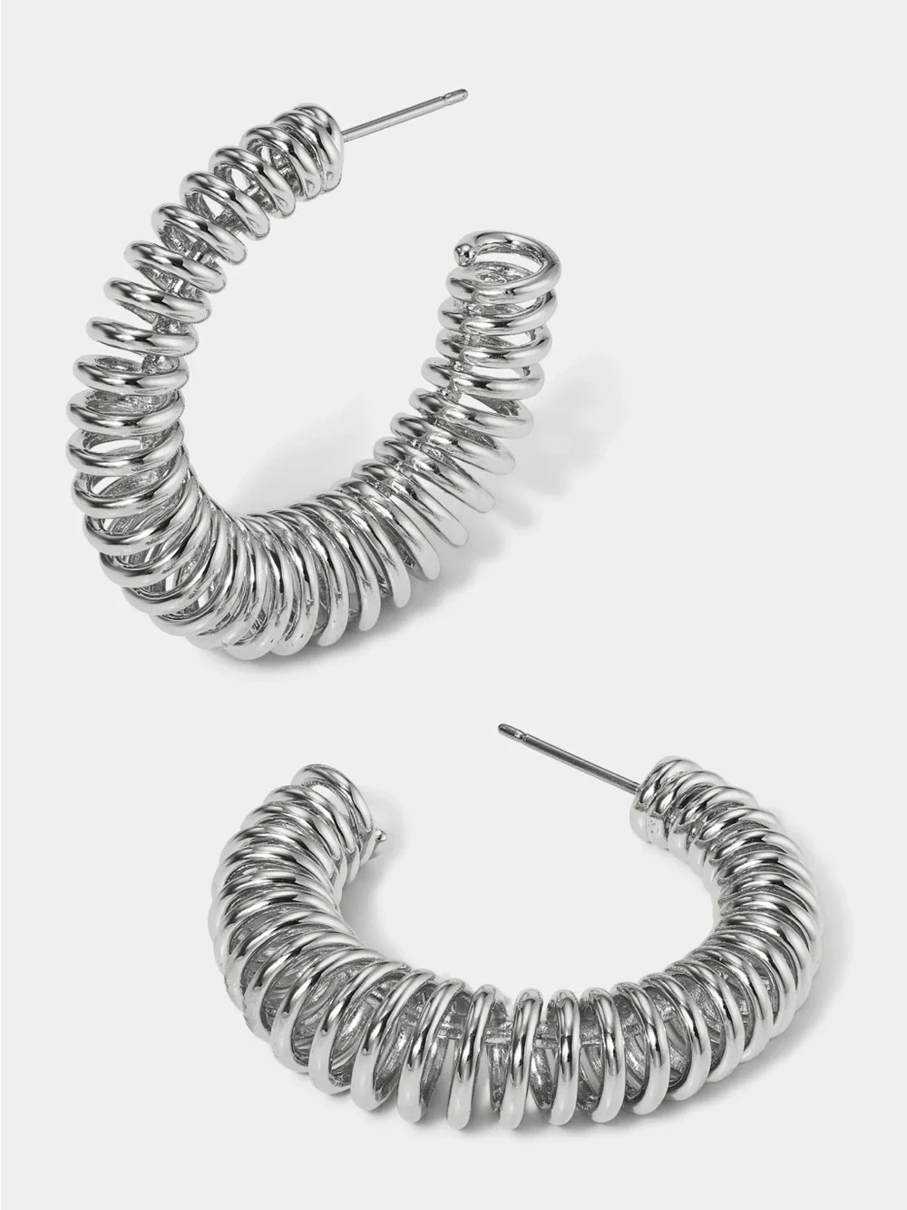 NÁDRI Juno Coil Wire Hoop Earrings Silver