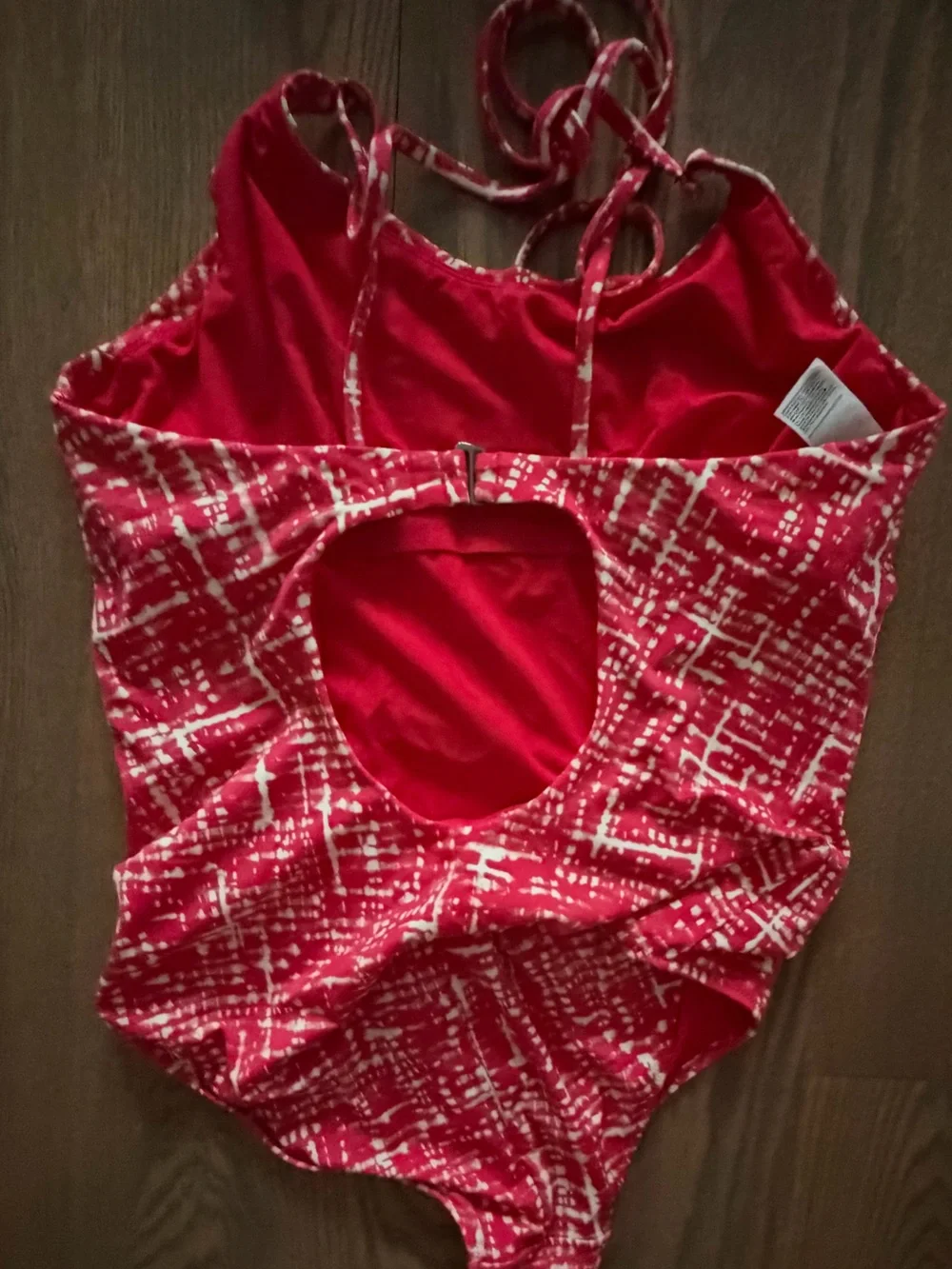 Athleta Red and White One-Piece Swimsuit, Large Tall