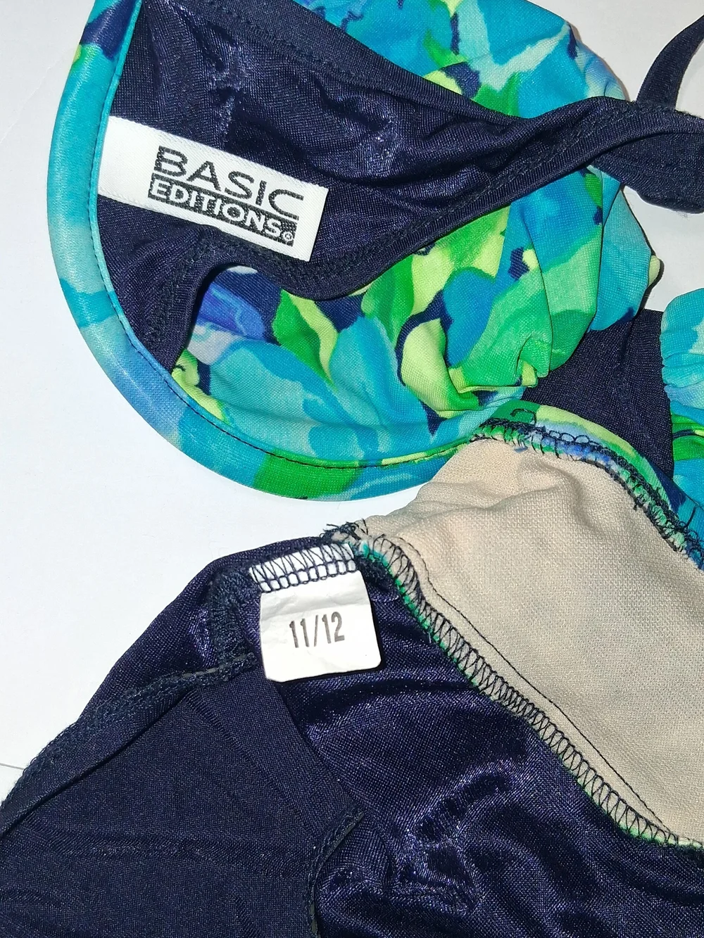 Basic Editions Navy Floral-Print Underwire Bikini Set Size 11/12