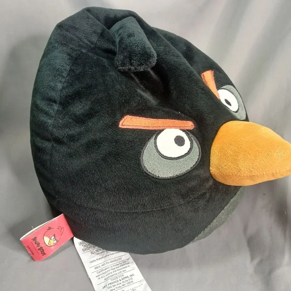Angry Birds BOMB Black Bird Plush Soft Stuffed Micro Bean Bag Pillow 14