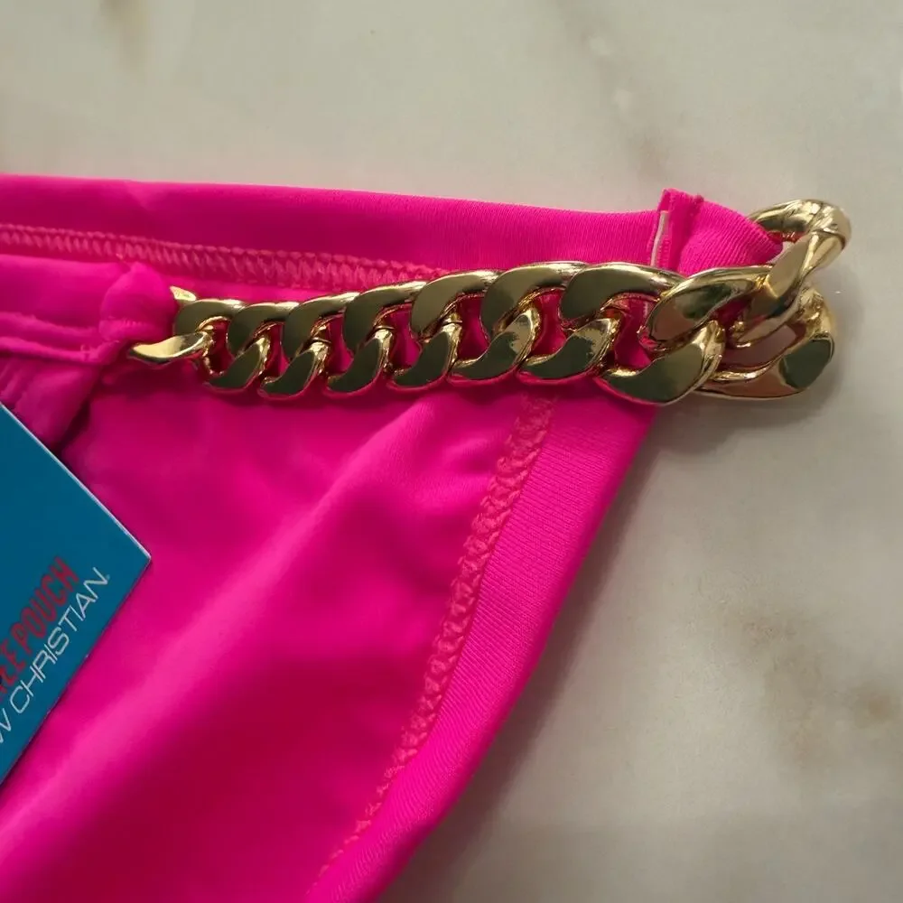 NEW Andrew Christian Chain Bikini Swim Bikini Fuchsia Pink Size Large