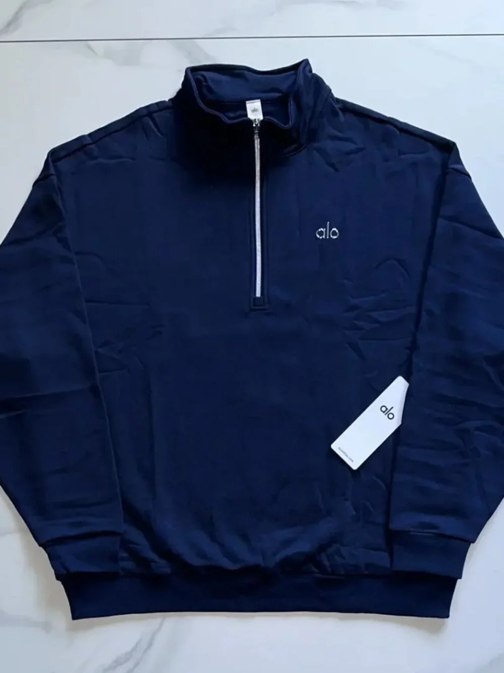 ALO Yoga Accolade Navy Quarter-Zip Pullover Size Large