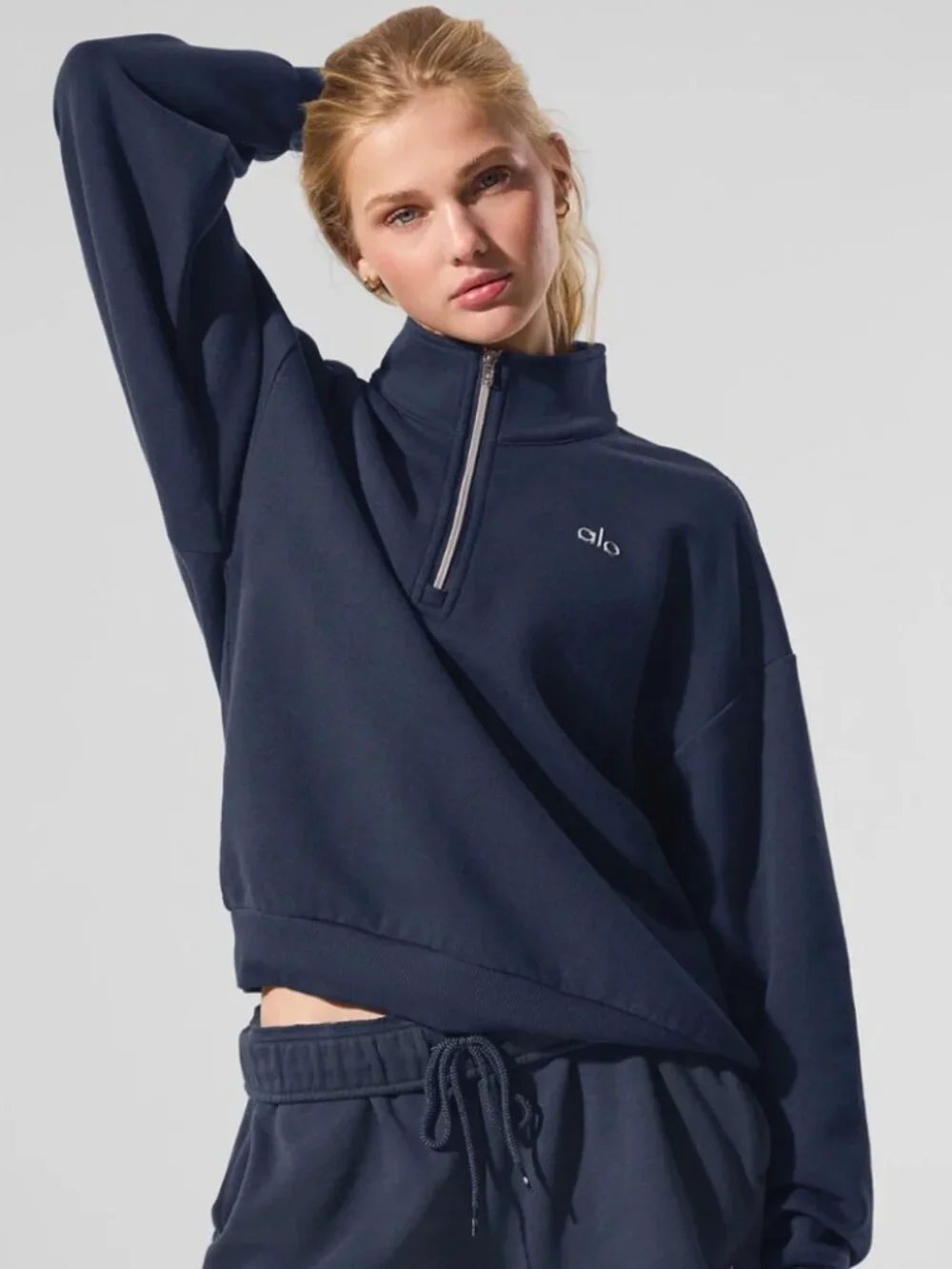 ALO Yoga Accolade Navy Quarter-Zip Pullover Size Large