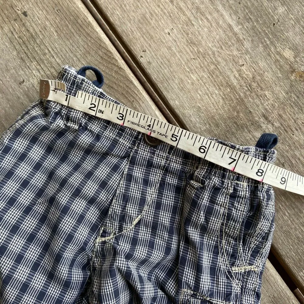 Gap Shorts Navy Blue White Plaid Check Cargo Style Pull‎ On Size 18-24 mo